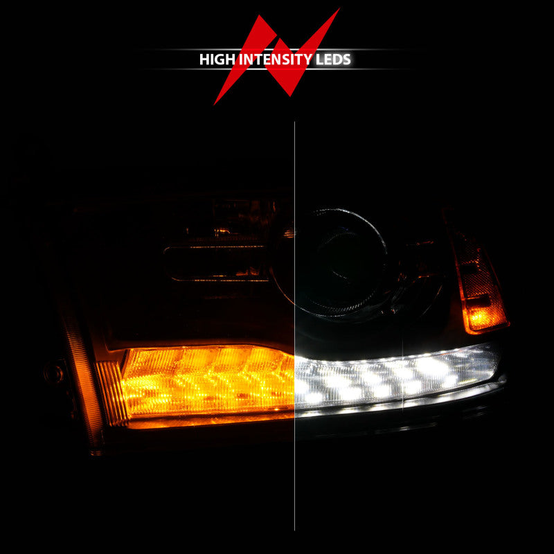 ANZO 09–18 Dodge Ram 1500/2500/3500 LED Plank Style Scheinwerfer Switchback + Sequential – Mattschwarz