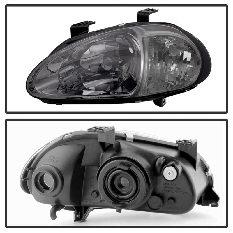 Faros delanteros de cristal ahumados Xtune Honda Del Sol 93-97 HD-ON-HDEL93-1P-SM