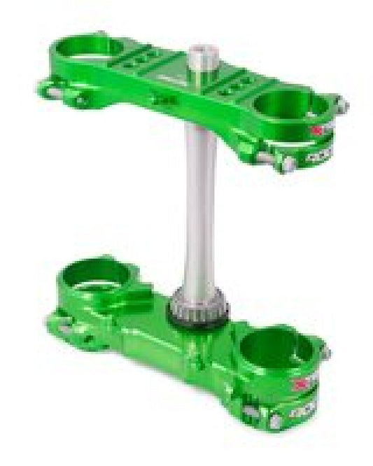 Abrazadera triple ROCS Tech de 23 mm con desplazamiento M12 para Kawasaki KX 250 4T/ KX 450 4T XTrig 19+, color verde