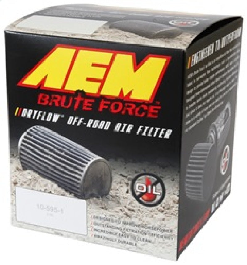 Filtro de aire AEM Brute Force Dryflow cónico de 6 in de diámetro exterior de la base, 5,125 in de diámetro exterior superior y 5,25 in de altura