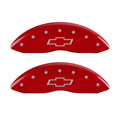 MGP 4 Caliper Covers Engraved Front & Rear Bowtie Red finish silver ch