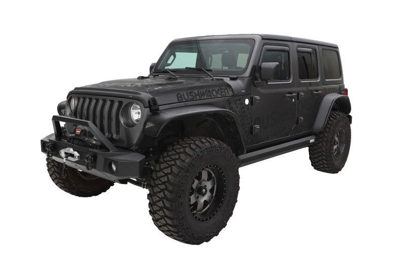 Guardabarros de estilo plano Bushwacker 2018+ Jeep Wrangler (JL) Unlimited, 4 piezas, color negro