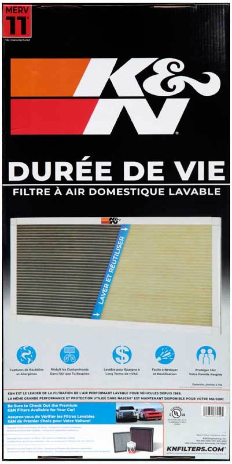 Filtro de aire acondicionado y calefacción K&amp;N - 12 x 24 x 1