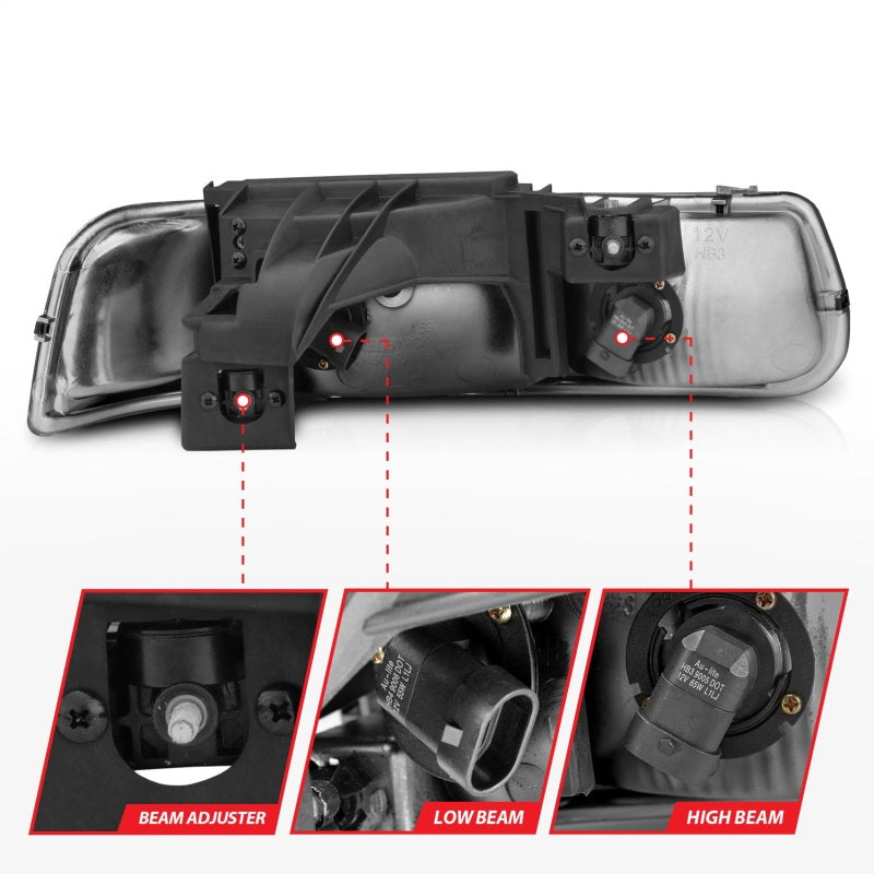 ANZO 1999-2002 Chevrolet Silverado 1500 Kristallscheinwerfer Chrom