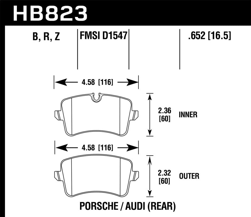 Pastillas de freno traseras cerámicas de alto rendimiento Hawk 13-17 Audi S6/S7/S8 / 12-17 Audi A6 Quattro/A7 Quattro