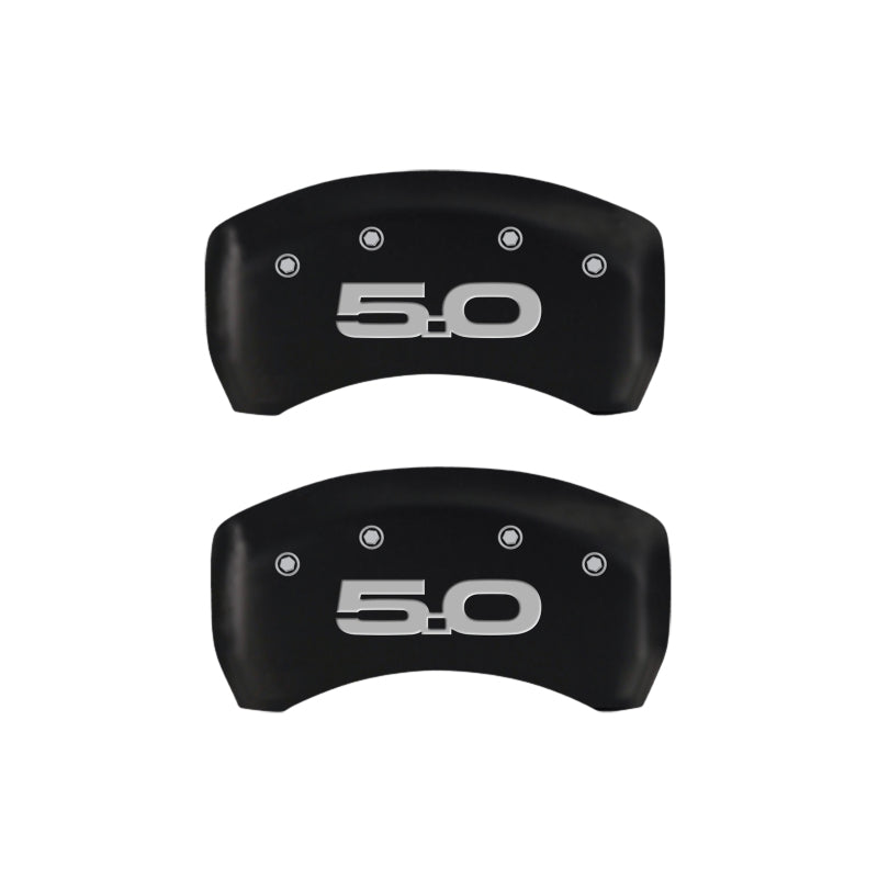 MGP 4 Bremssattelabdeckungen mit Gravur vorne 2015/Mustang mit Gravur hinten 2015/50 Rot, silberfarben