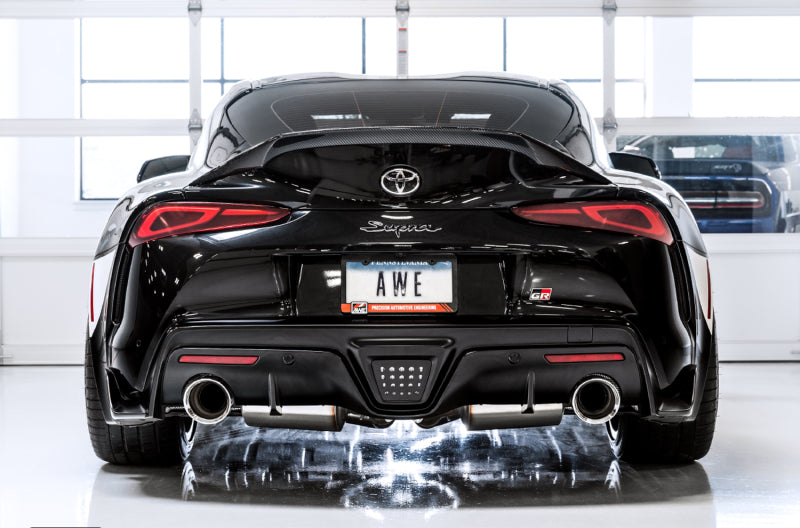 Escape AWE 2020 Toyota Supra A90 Touring Edition sin resonancia: puntas plateadas cromadas de 5 pulgadas