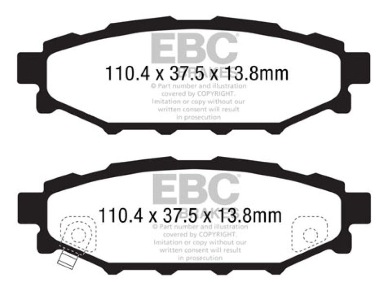 EBC For 12+ Subaru BRZ 2.0 (solid rear rotors) Ultimax2 Rear Brake Pads