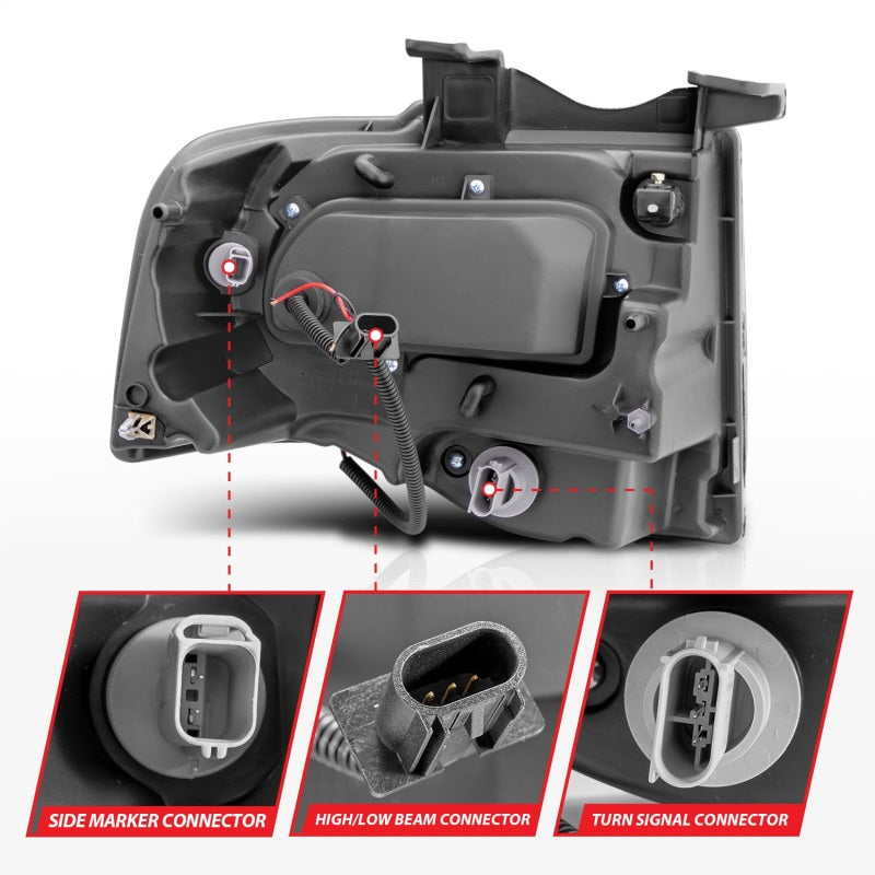 ANZO 2007-2014 Ford Expedition Projektorscheinwerfer mit Halo, Schwarz