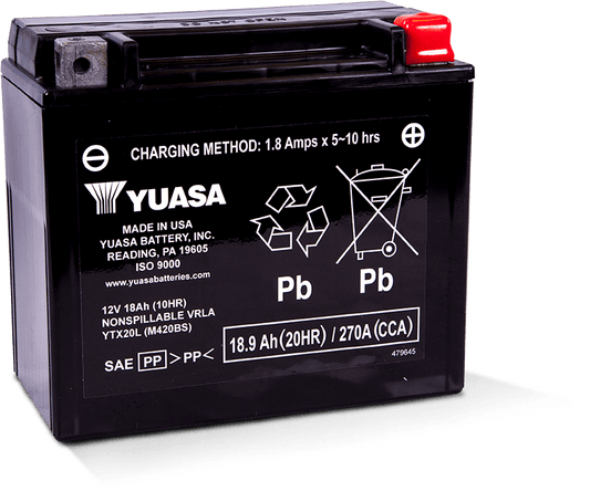 Batería AGM de 12 voltios sin mantenimiento Yuasa YTX20L