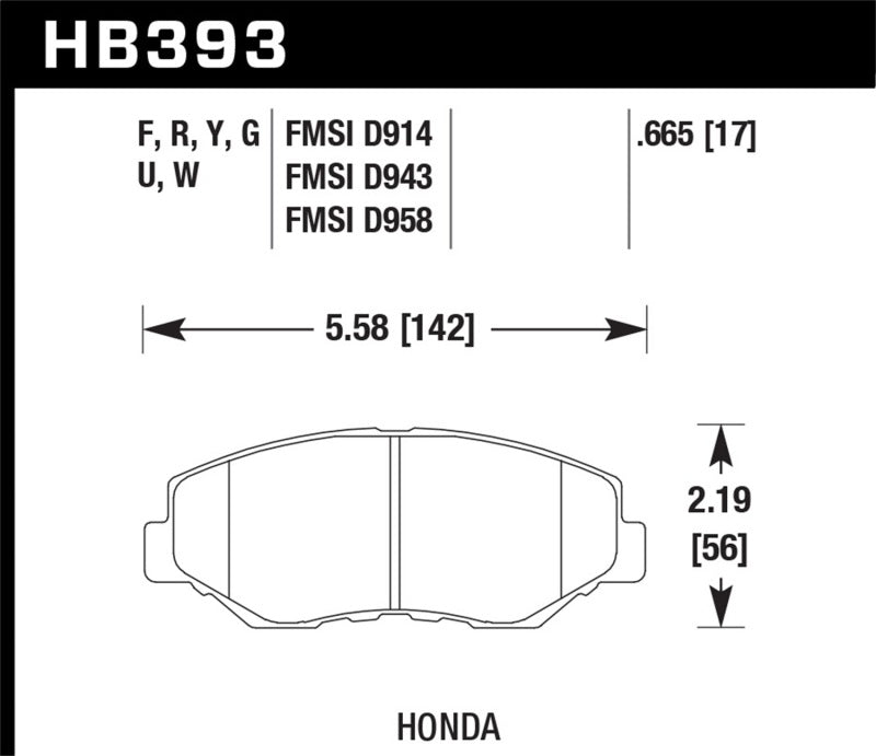 Pastillas de freno delanteras de competición Hawk 13-15 Honda Civic Si DTC-60