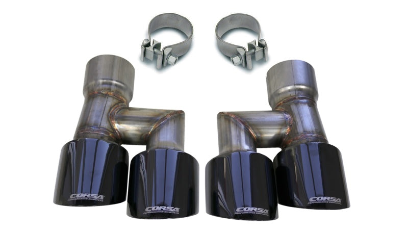 Kit de boquillas Pro-Series con PVD negro de 4 pulgadas para Ford Mustang Eco 2.3L Twin de 18-19 Corsa (abrazaderas incluidas)