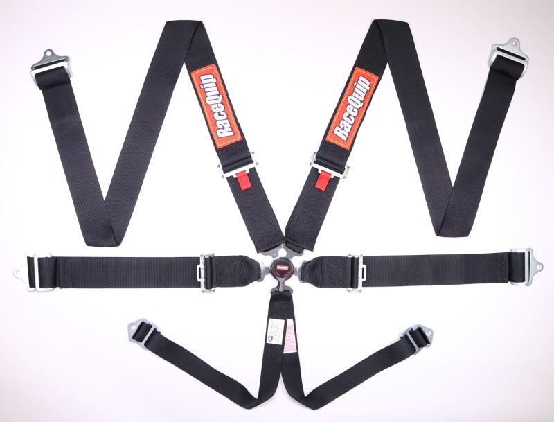 Cinturón de seguridad de regazo RaceQuip SFI CAMLOCK de 6 puntos PD, color negro