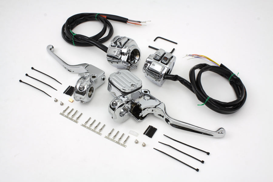 Kit de control de manillar cromado para Harley-Davidson con disco de freno delantero único