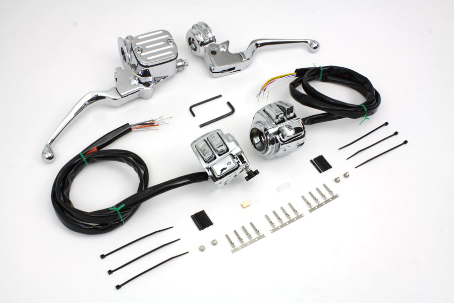 Chrome Handlebar Control Kit For Harley-Davidson With Single Front Brake Disk