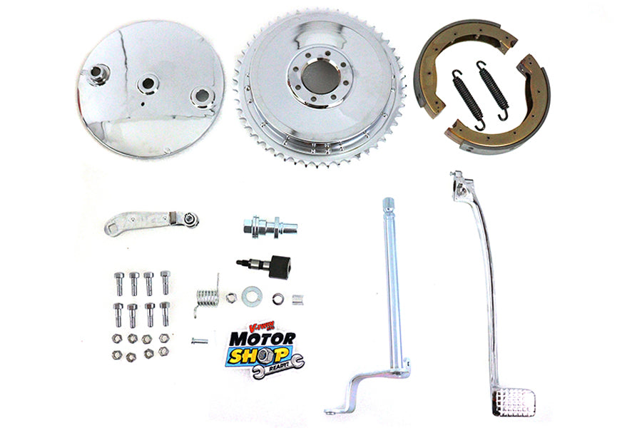 Rear Drum Brake Kit Chrome For Harley-Davidson Sportster Ironhead 1973-1974