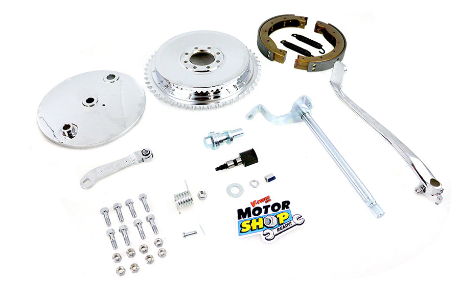 Rear Drum Brake Kit Chrome For Harley-Davidson Sportster Ironhead 1973-1974