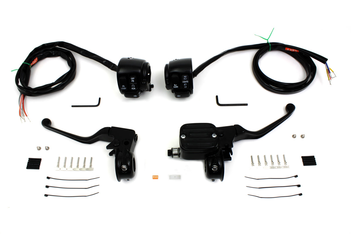 Handlebar Control Kit Black For Harley-Davidson Single Disk 1996-2006