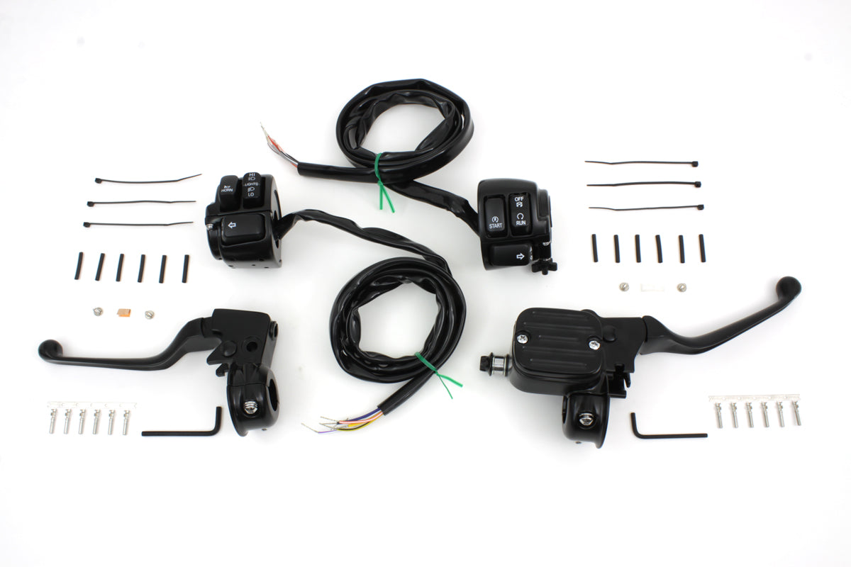 Dual Disk Handlebar Control Kit Black For Harley-Davidson 1996-2006