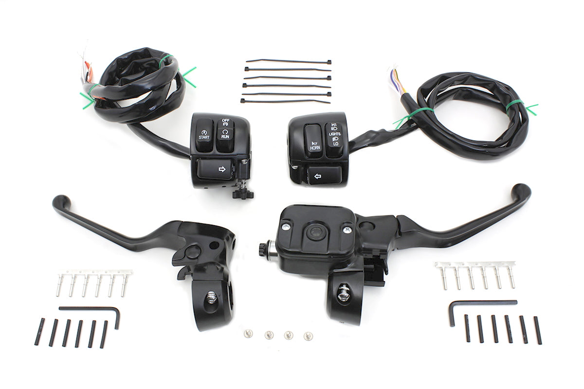Smooth Contour Handlebar Control Kit Black For Harley-Davidson 1996-2007