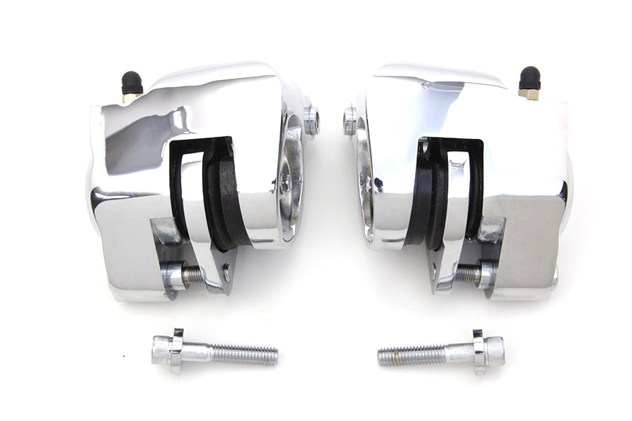 Chrome Front Brake Caliper Set With Pads For Harley-Davidson 1984-1999