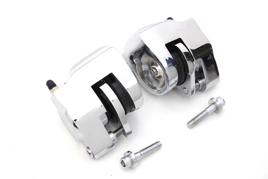 Chrome Front Brake Caliper Set With Pads For Harley-Davidson 1984-1999