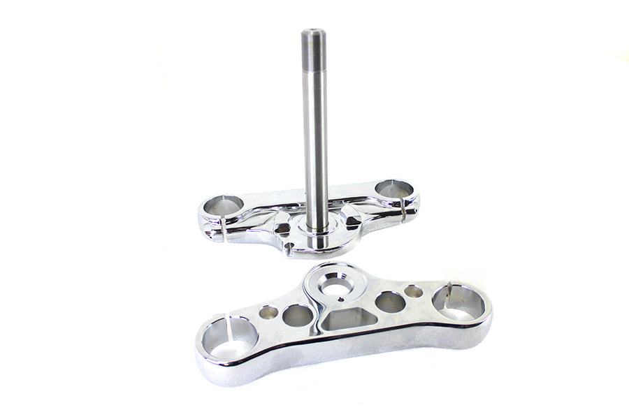 Juego de tres árboles cromados de 49 mm para Harley-Davidson Dyna Wide Glide 2006-2007