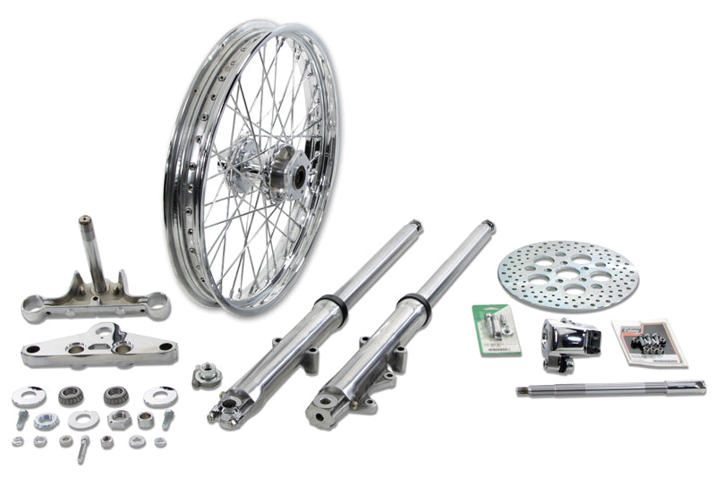 Polished Fork Assembly Complete Kit With 21" Wheel For Harley-Davidson Softail