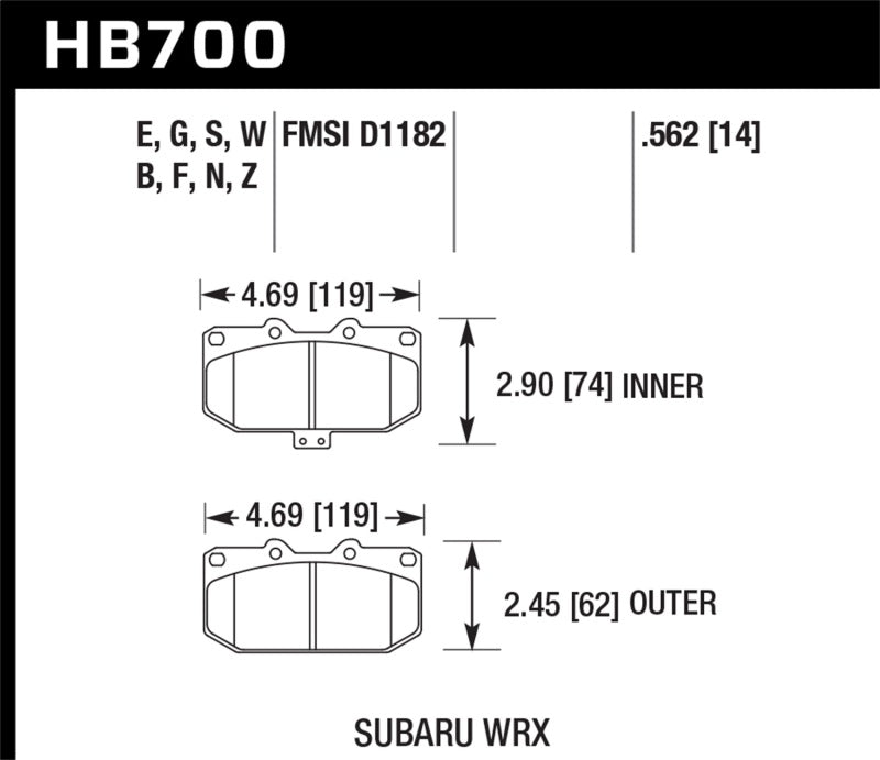 Hawk 06-07 For Subaru Impreza WRX HP Plus Front Street Brake Pads