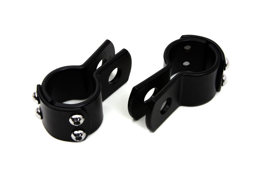 Black 1-1/2" Footpeg Mount Clamp Set For Harley-Davidson