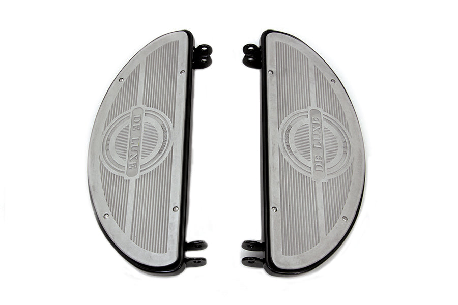 Black Driver Half Moon Deluxe Footboard Set For Harley-Davidson 1936-1984