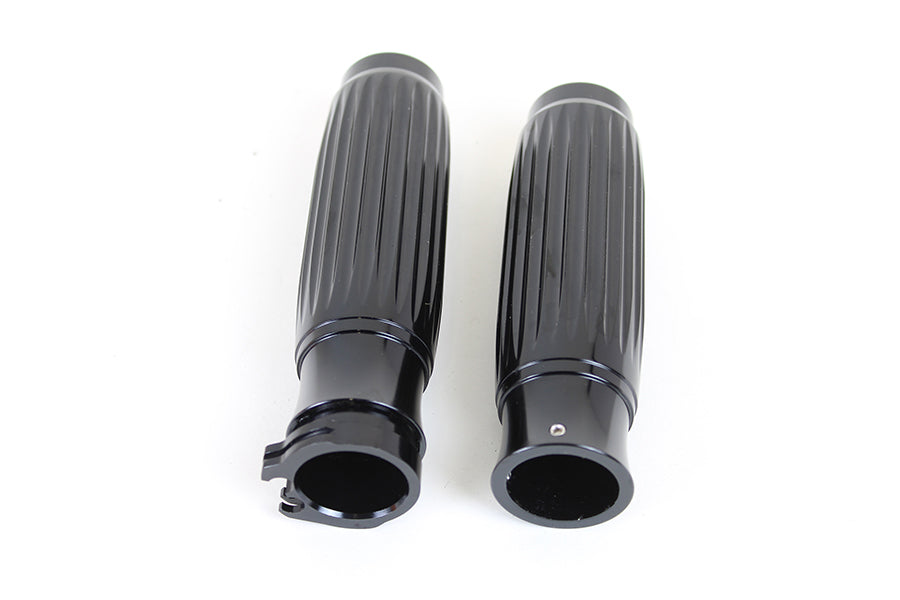 Rib Style Billet Hand Grip Set Black For Harley-Davidson