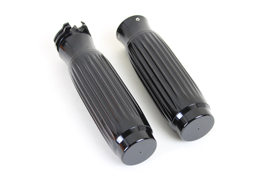 Rib Style Hand Grip Set Black For Harley-Davidson