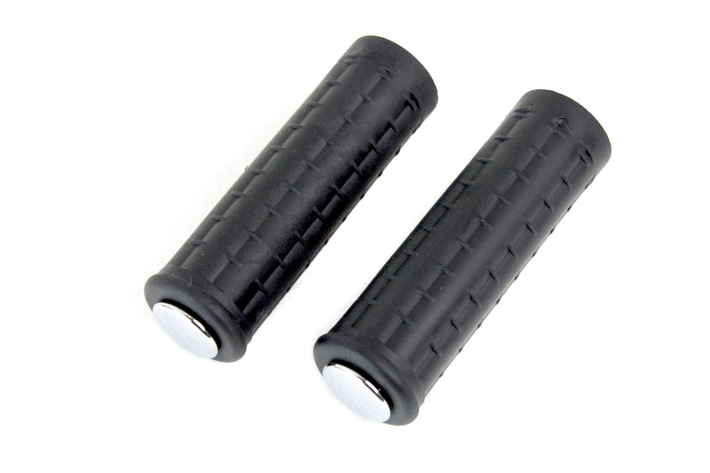 Replica Black Waffle Handlebar Grip Set With Chrome Plugs For Harley-Davidson