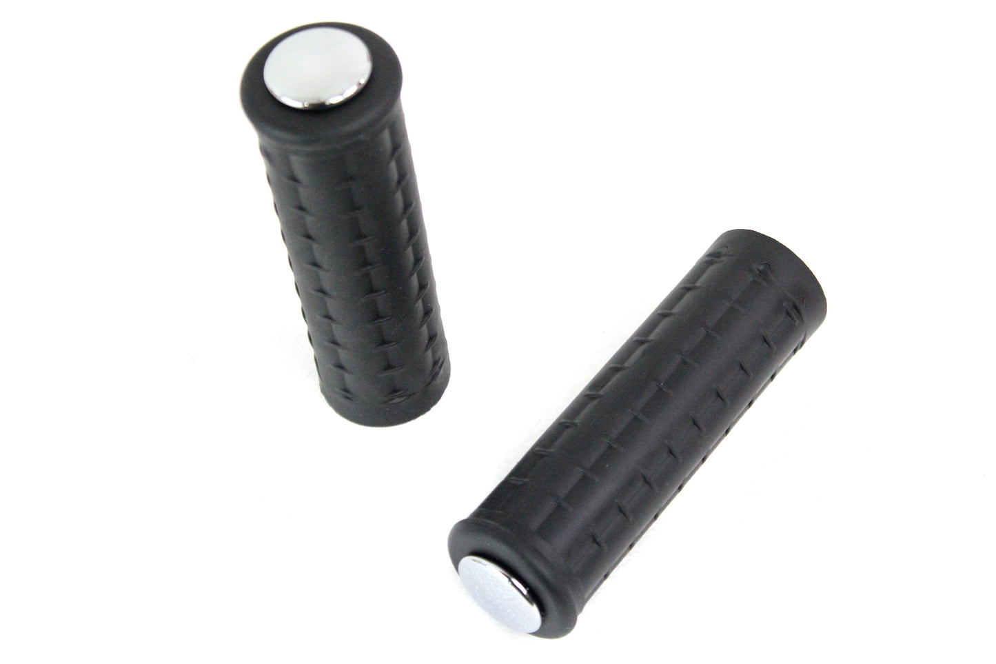 Replica Black Waffle Handlebar Grip Set With Chrome Plugs For Harley-Davidson