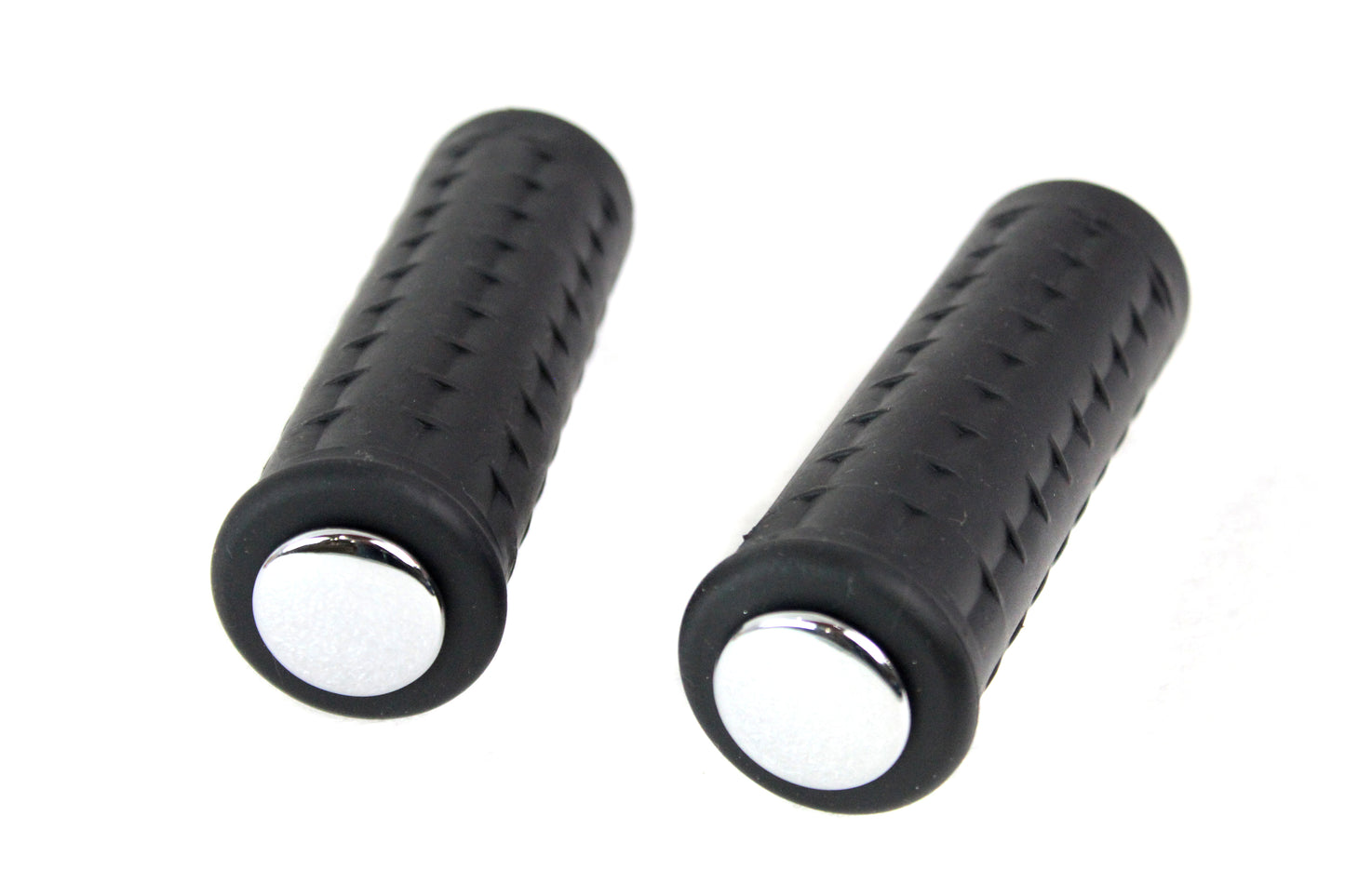 Replica Black Waffle Handlebar Grip Set With Chrome Plugs For Harley-Davidson