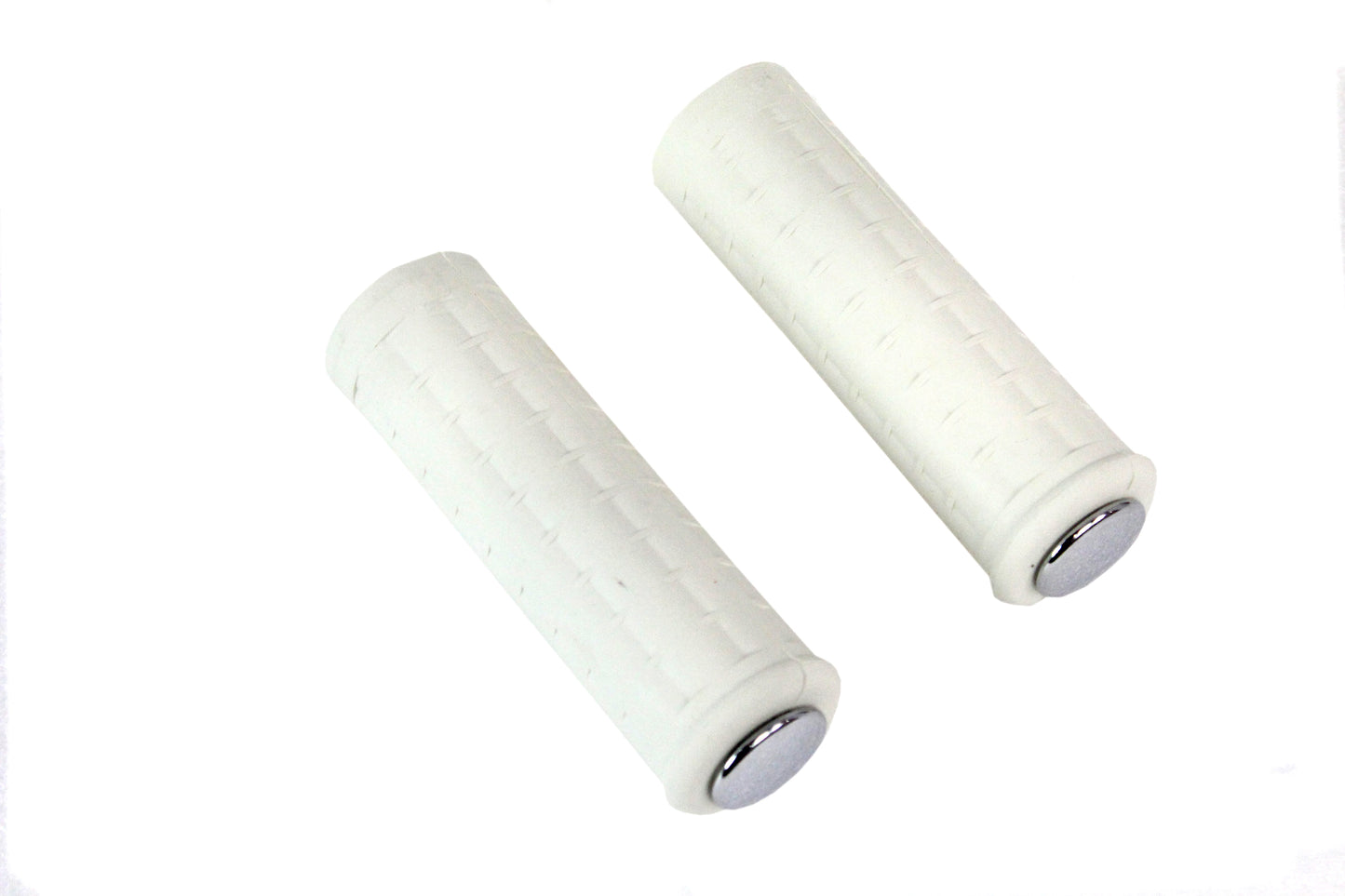 Replica White Waffle Handlebar Grip Set With Chrome Plugs For Harley-Davidson