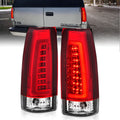 ANZO 1999-2000 Cadillac Escalade LED-Rücklichter, Chromgehäuse, rote/klare Linse, Paar