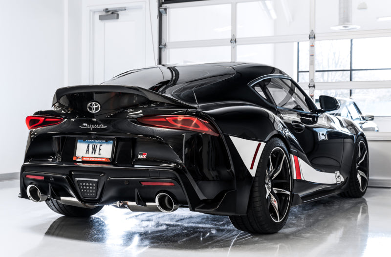 Escape AWE 2020 Toyota Supra A90 Touring Edition sin resonancia: puntas plateadas cromadas de 5 pulgadas
