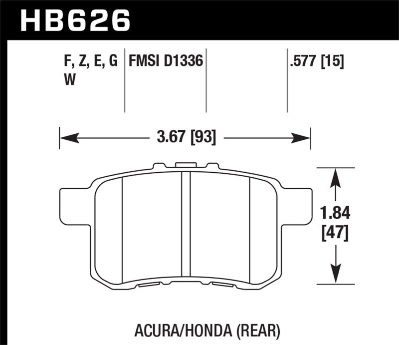 Pastillas de freno traseras para Honda Accord 2.4L/3.0L/3.5L 08-10 / Acura TST 2.4L HPS Street 09-10
