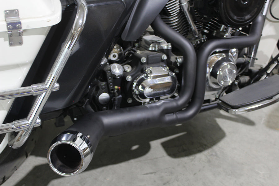 Offset Megaphone 2:1 Exhaust Black For Harley-Davidson Touring 2006-2016