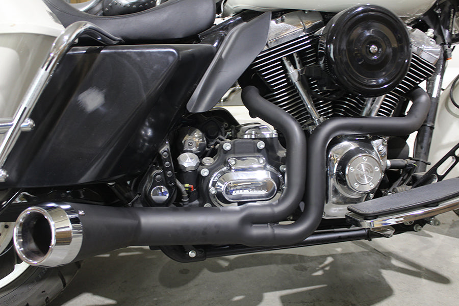 Offset Megaphone 2:1 Exhaust Black For Harley-Davidson Touring 2006-2016