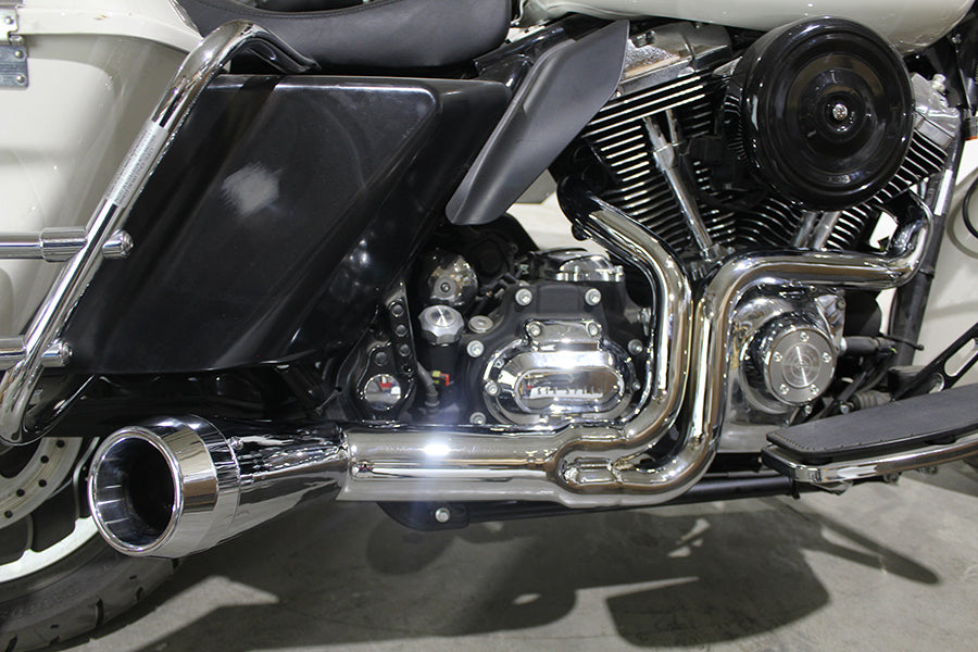 Offset Megaphone 2:1 Exhaust Chrome For Harley-Davidson Touring 2007-2016