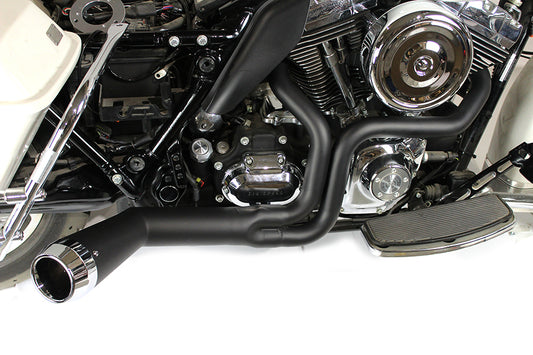 Offset Megaphone 2:1 Exhaust Black For Harley-Davidson Touring 1985-2005