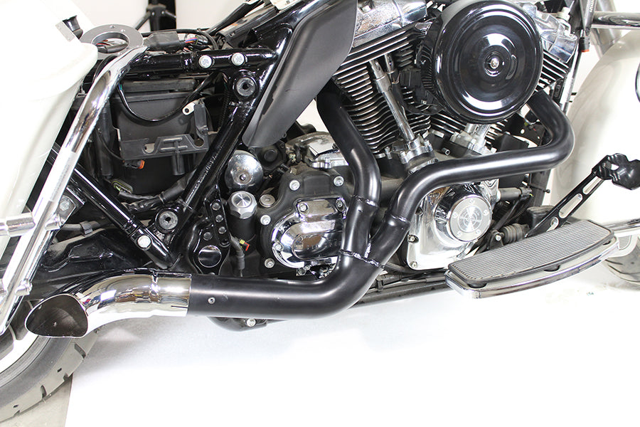 Lakester Style 2 Into 1 Exhaust Black For Harley-Davidson Touring 2007-2016