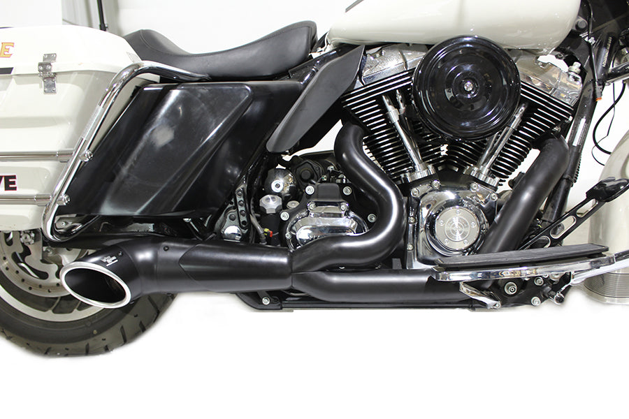 Lakester Style 2:1 Exhaust Black For Harley-Davidson Touring 1996-2016
