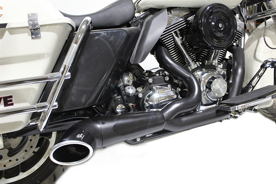 Lakester Style 2:1 Exhaust Black For Harley-Davidson Touring 1996-2016