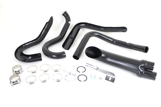 Black 2 Into 1 Lakester Style Exhaust System For Harley-Davidson Sportster