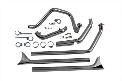 True Dual Chrome Exhaust System For Harley-Davidson Shovelhead 1970-1984