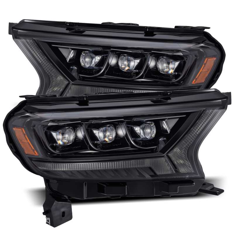 Faros delanteros LED AlphaRex NOVA para Ford Ranger 19-21, estilo plnk, Alpha Blk con luz activa, señal de secuencia y DRL